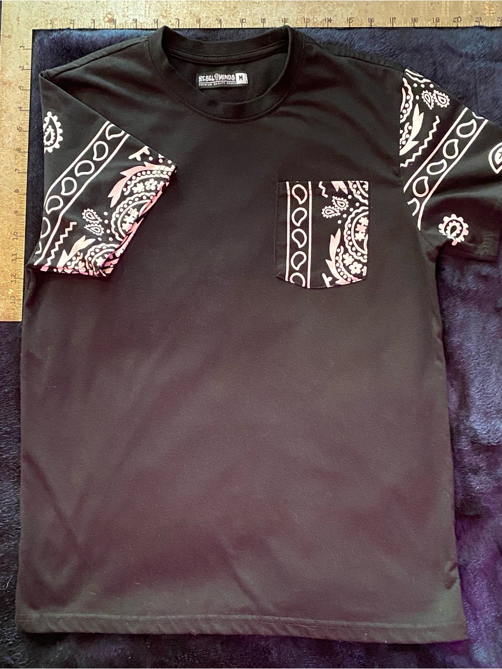 Black Short-Sleeve Tee with Bandana Pocket & Sleeve Accents